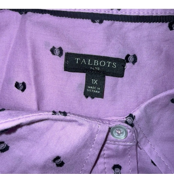 TALBOTS CLIP DOT COLLARED POPOVER - VIBRANT FLORAL 1X Purple/Navy Dots - Picture 13 of 13